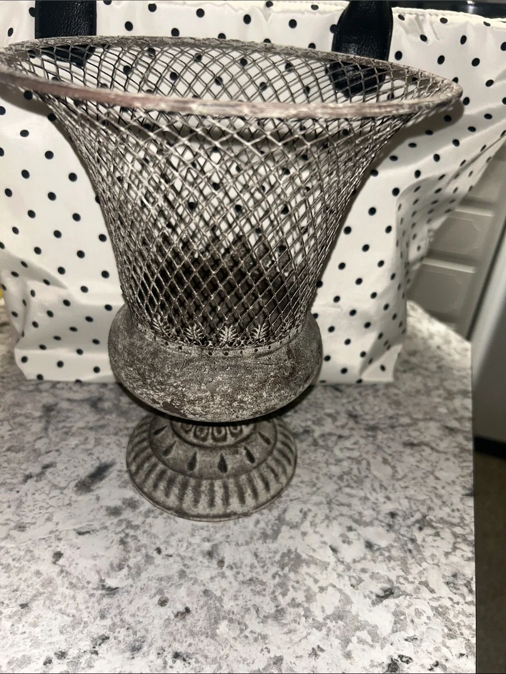 Rustic Metal Mesh Urn Vase - Gray